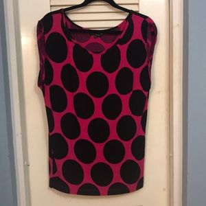 Long blouse pink with black polka dots medium